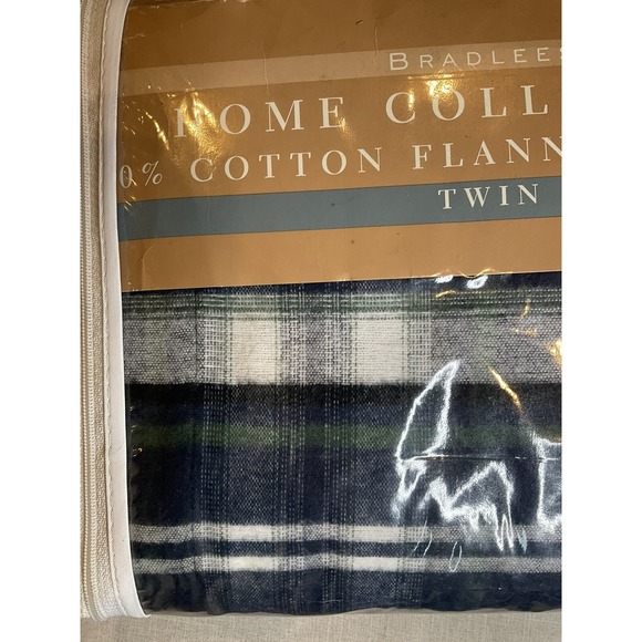 Bradlees Home Collection 100% Cotton Flannel Plaid Twin Sheet Set New Vintage - Picture 7 of 10